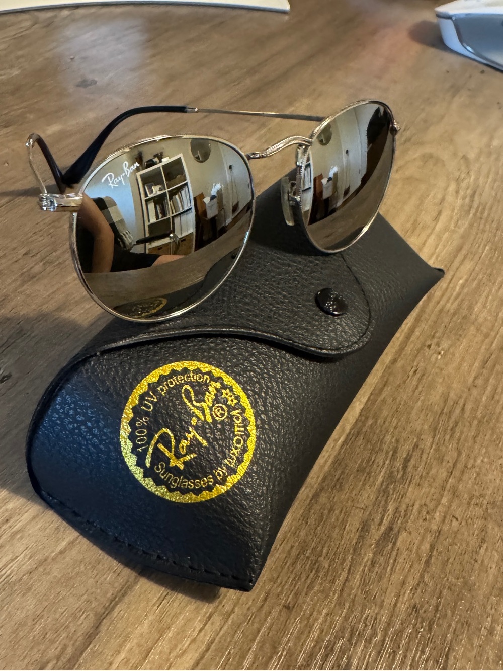 Ray-Ban Silver Frame Sunglasses with Mirrored Lenses